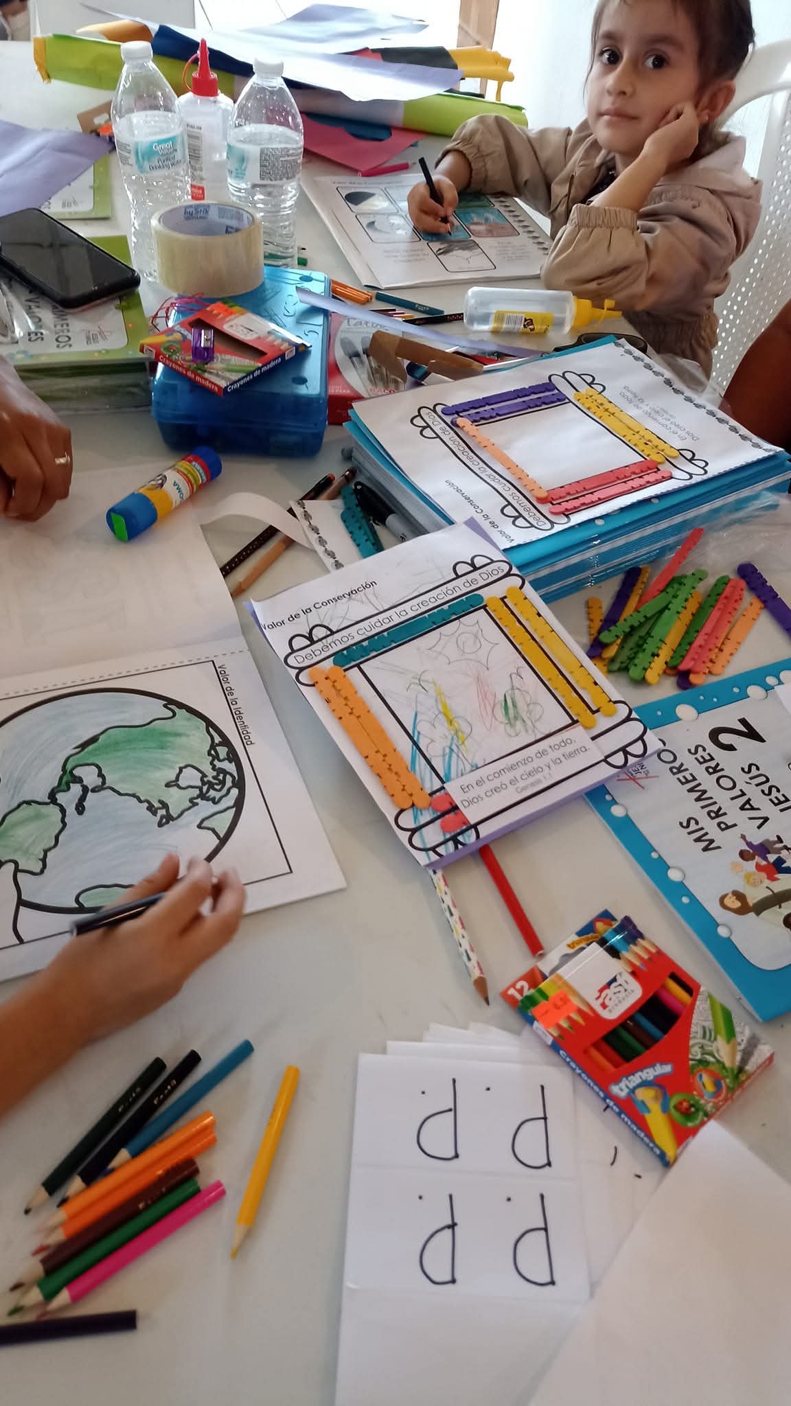 Child doing educational activities in class
