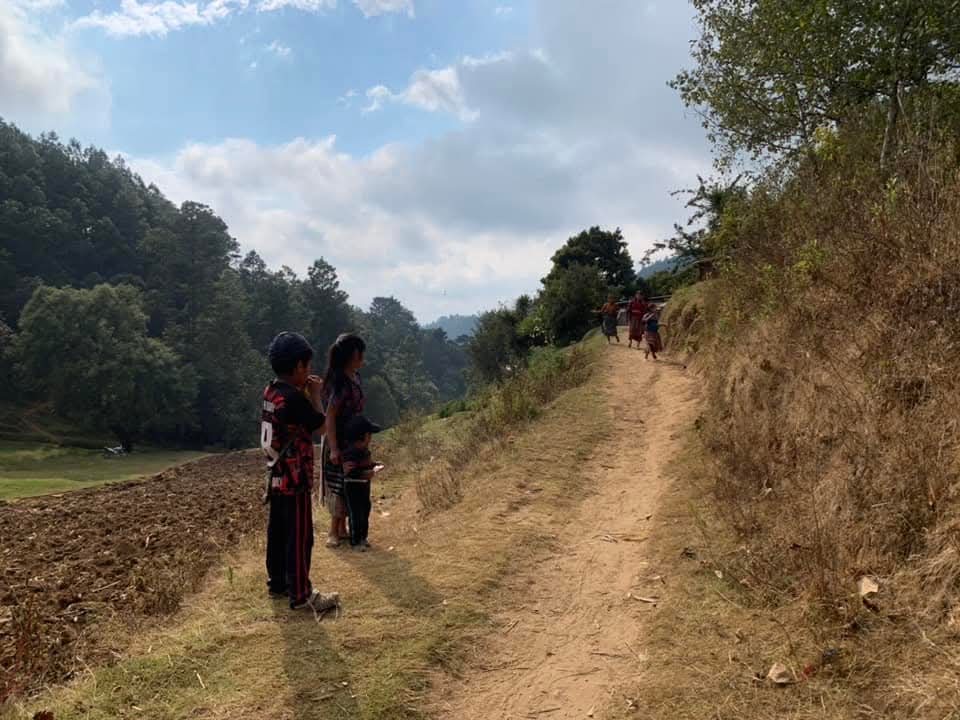 Children on a rural mountain path